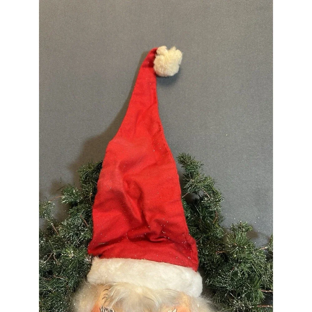 1970 Annalee Mobilitee Dolls Santa Christmas Wreath 16” Vintage Holiday Decor